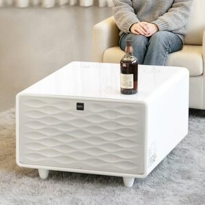 Primst Modern TB65 Max White Smart Nightstand with Cooler Drawer, RGB Light & USB Ports